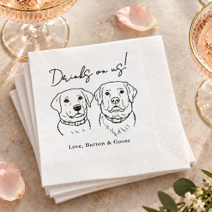 Funny Drinks on Us Two Dog Wedding Napkins