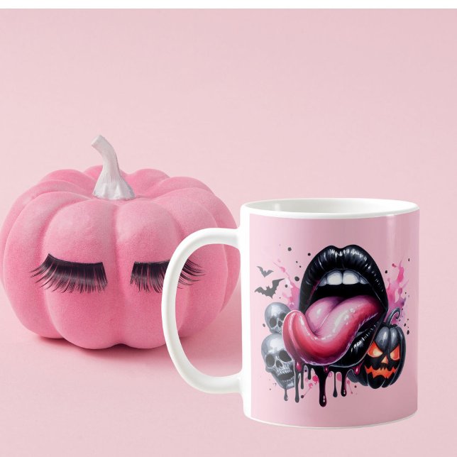 Funny Dripping Lip Halloween Spooky Pink Coffee Mug (Creator Uploaded)