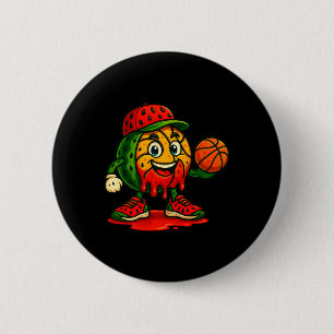 Funny Dripping Watermelon Basketball Watermelon Da Button