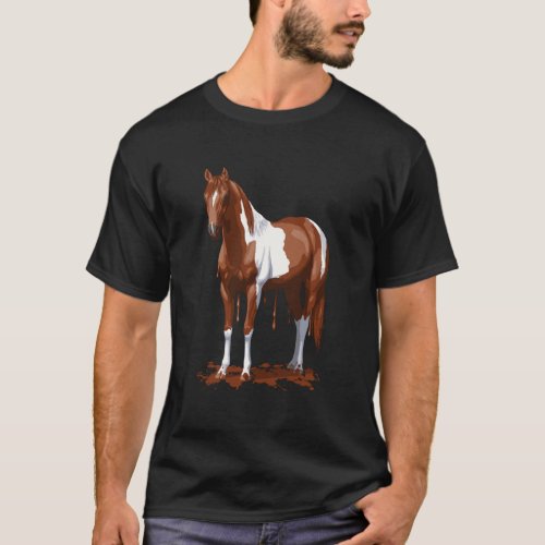 Funny Dripping Wet Sorrel Paint Horse Chestnut Pin T_Shirt