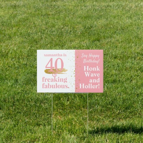 Funny Drive By Distanced Birthday Pink Custom Yard Sign