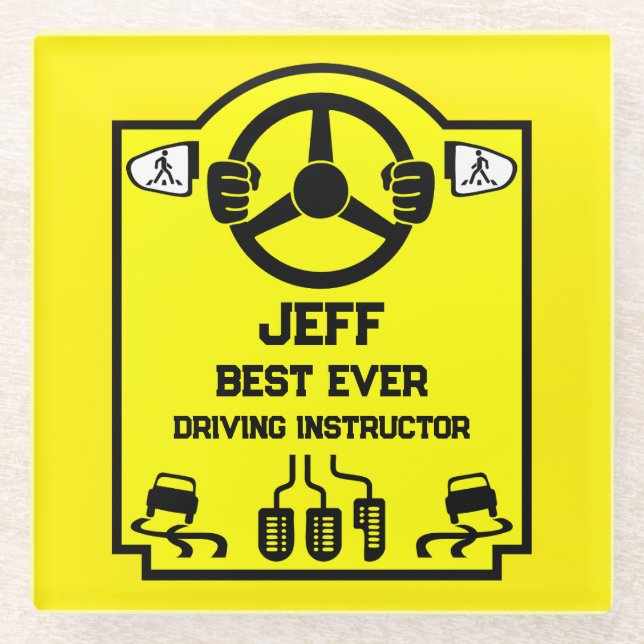 Funny Driving Instructor Gift Glass Coaster (Front)