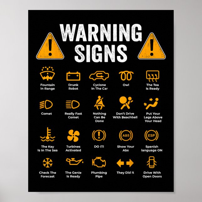 Funny Driving Warning Signs 101 Auto Mechanic Gift (Front)