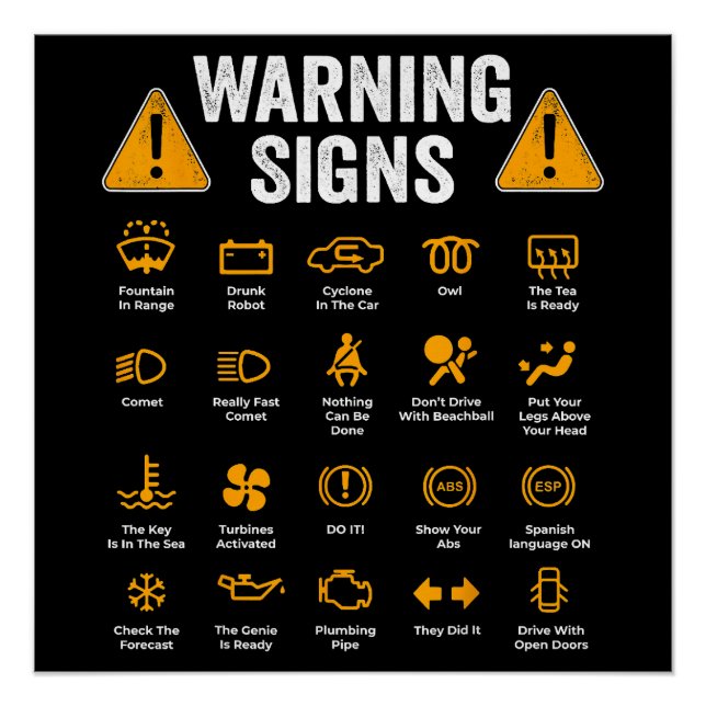 Funny Driving Warning Signs 101 Auto Mechanic Gift (Front)