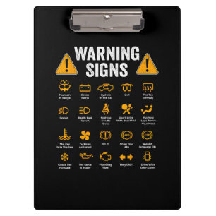 Funny Driving Warning Signs 101 Auto Mechanic Gift Clipboard