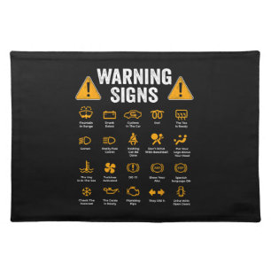Funny Driving Warning Signs 101 Auto Mechanic Gift Cloth Placemat