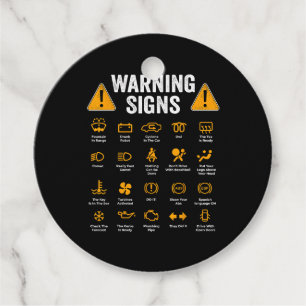 Funny Driving Warning Signs 101 Auto Mechanic Gift Favor Tags