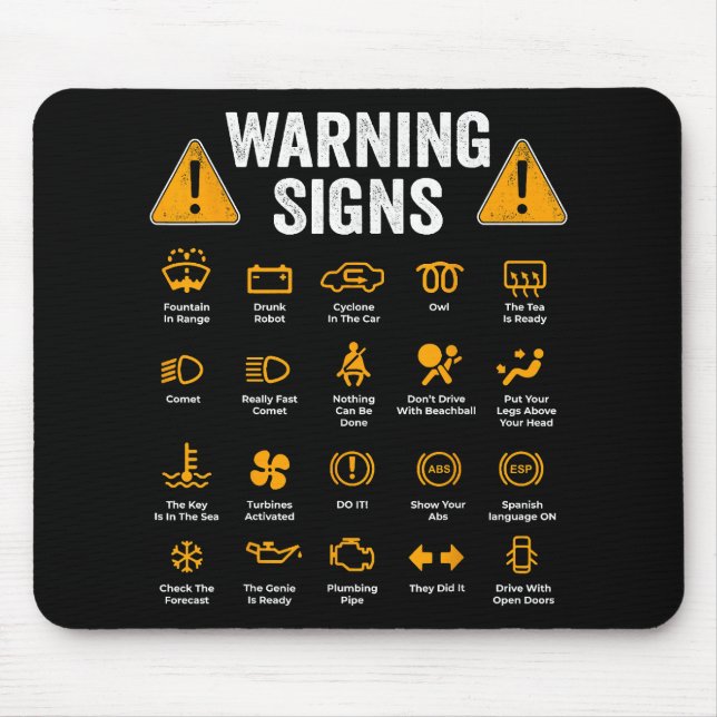 Funny Driving Warning Signs 101 Auto Mechanic Gift Mouse Pad (Front)