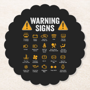 Funny Driving Warning Signs 101 Auto Mechanic Gift Paper Coaster