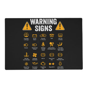 Funny Driving Warning Signs 101 Auto Mechanic Gift Placemat