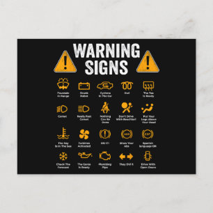 Funny Driving Warning Signs 101 Auto Mechanic Gift Postcard