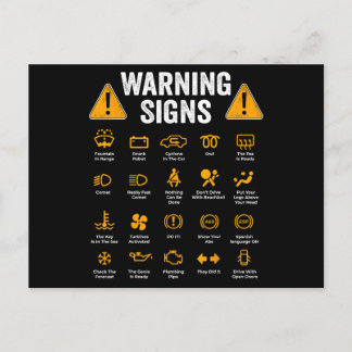 Funny Driving Warning Signs 101 Auto Mechanic Gift Postcard