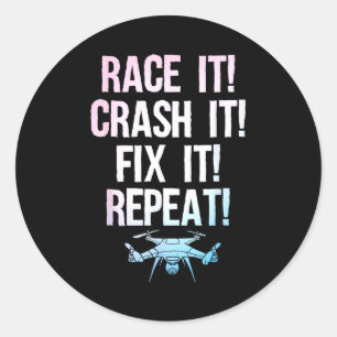 Funny Drone Art For Men Women Boys Drone Racing Dr Classic Round Sticker