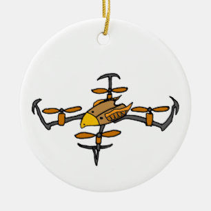 Funny Drone Flying Eagle Art Ceramic Ornament