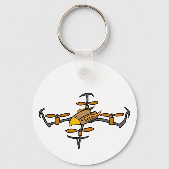 Funny Drone Flying Eagle Art Keychain (Front)