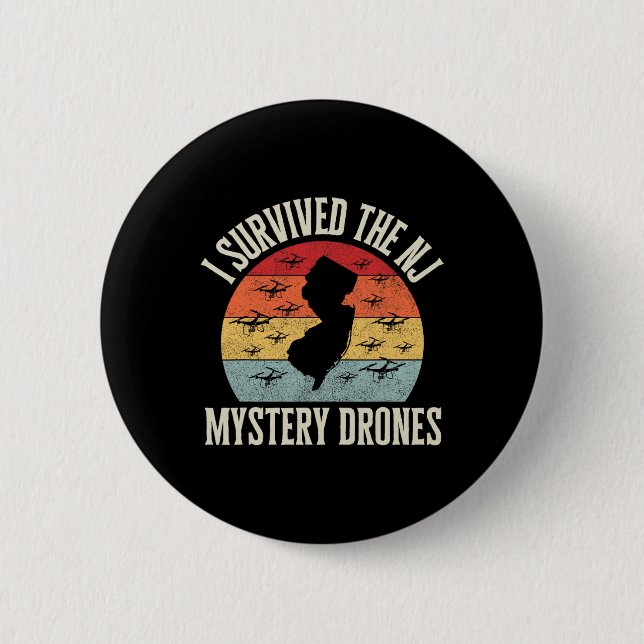 Funny Drone Lover I Survived The New Jersey Myster Button (Front)
