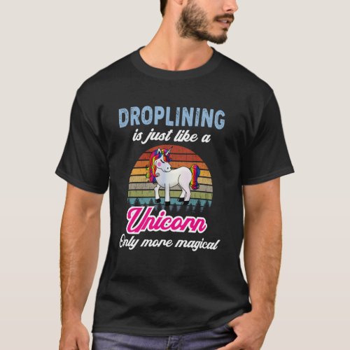 Funny Droplining Design  Retro Unicorn Vintage Sun T_Shirt