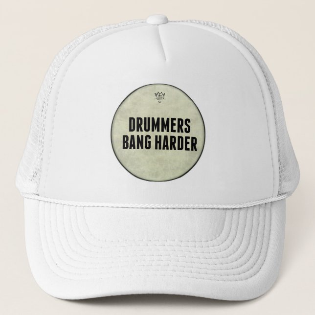 Funny Drum Head Drummers Bang Harder Hat (Front)