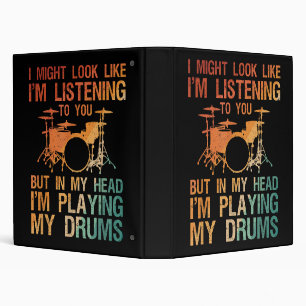 Funny Drummer Art For Men Women Drum Player Percus 3 Ring Binder