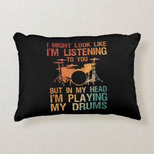 Funny Drummer Art For Men Women Drum Player Percus Accent Pillow