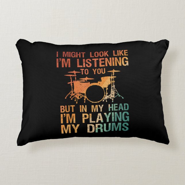 Funny Drummer Art For Men Women Drum Player Percus Accent Pillow (Front)