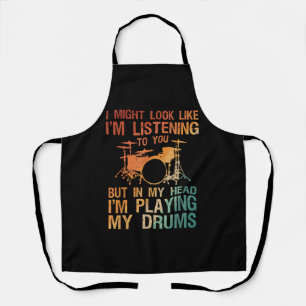 Funny Drummer Art For Men Women Drum Player Percus Apron