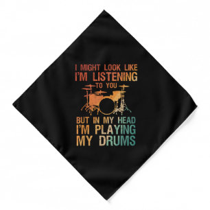 Funny Drummer Art For Men Women Drum Player Percus Bandana