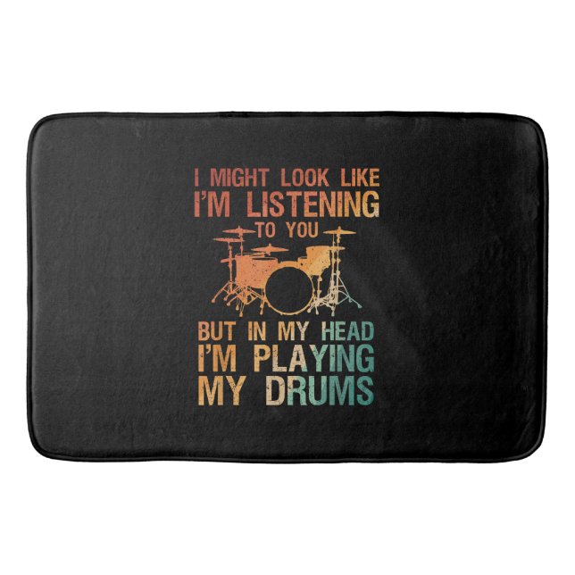 Funny Drummer Art For Men Women Drum Player Percus Bath Mat (Front)
