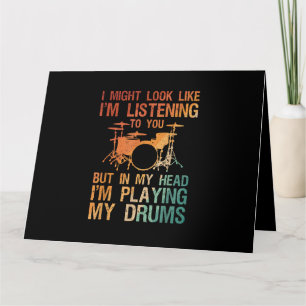 Funny Drummer Art For Men Women Drum Player Percus Card