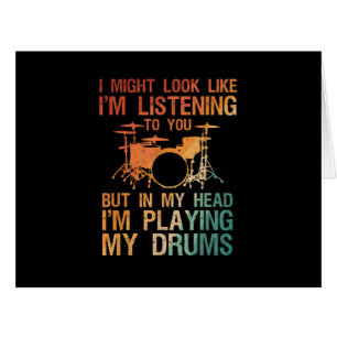 Funny Drummer Art For Men Women Drum Player Percus Cards