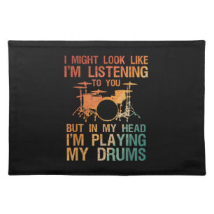 Funny Drummer Art For Men Women Drum Player Percus Cloth Placemat