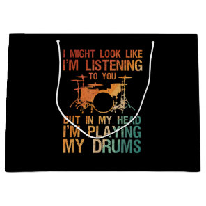 Funny Drummer Art For Men Women Drum Player Percus Large Gift Bag