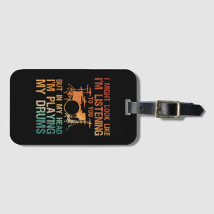 Funny Drummer Art For Men Women Drum Player Percus Luggage Tag