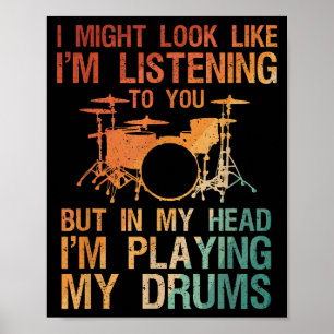 Funny Drummer Art For Men Women Drum Player Percus Poster