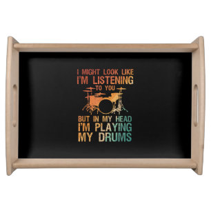 Funny Drummer Art For Men Women Drum Player Percus Serving Tray