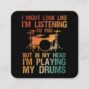 Funny Drummer Art For Men Women Drum Player Percus Square Business Card