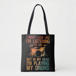 Funny Drummer Art For Men Women Drum Player Percus Tote Bag