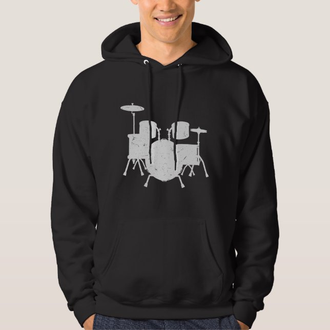 Funny Drummer Art For Men Women Drum Set Drumming  Hoodie (Front)