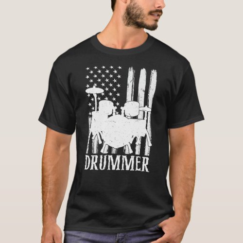 Funny Drummer Art For Men Women Drum Set Drumming  T_Shirt