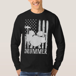 Funny Drummer Art For Men Women Drum Set Drumming T-Shirt