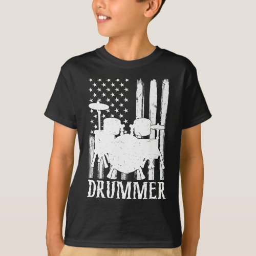 Funny Drummer Art kids T_Shirt