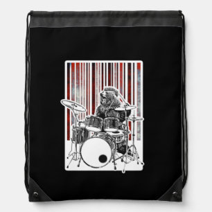 Funny Drummer Bear Playing Drum Punk Rock Drumming Drawstring Bag