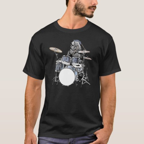 Funny Drummer Bear Punk Rock  Roll Drumming Music T_Shirt