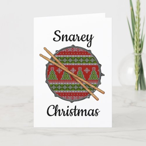 Funny Drummer Christmas Rock  Roll Snare Drum  Holiday Card
