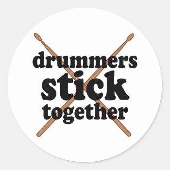 Funny Drummer Classic Round Sticker by madconductor at Zazzle
