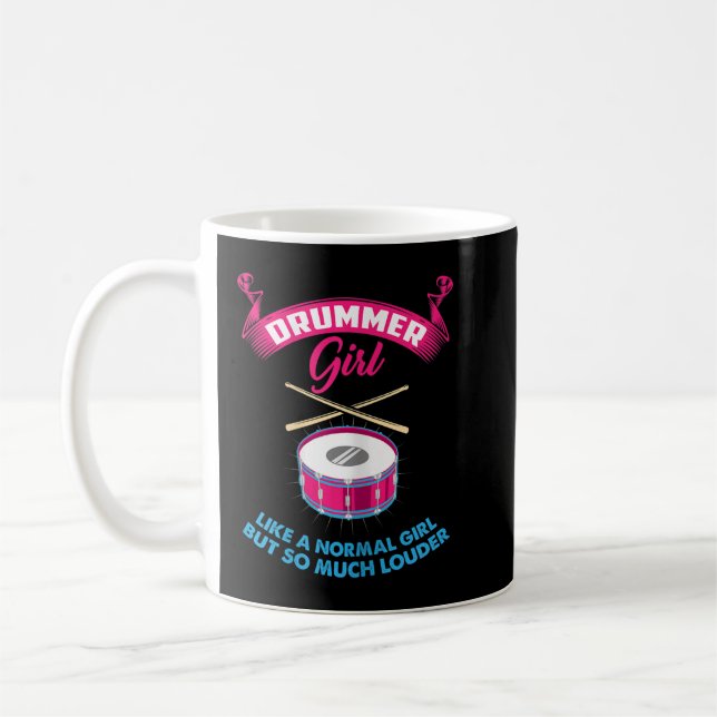 Funny Drummer Girl Music Marching Band Drumming Pe Coffee Mug (Left)