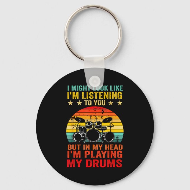 Funny Drummer Men Women Drumline Drumming Musical  Keychain (Front)