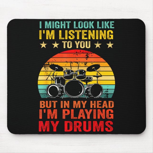 Funny Drummer Men Women Drumline Drumming Musical  Mouse Pad (Front)