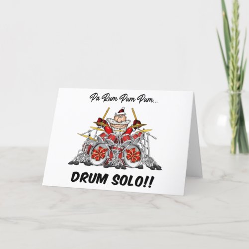 Funny Drummer Santa Christmas Rock  Roll Drum Holiday Card