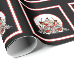 Funny Drummer Santa Rock & Roll Christmas Musician Wrapping Paper